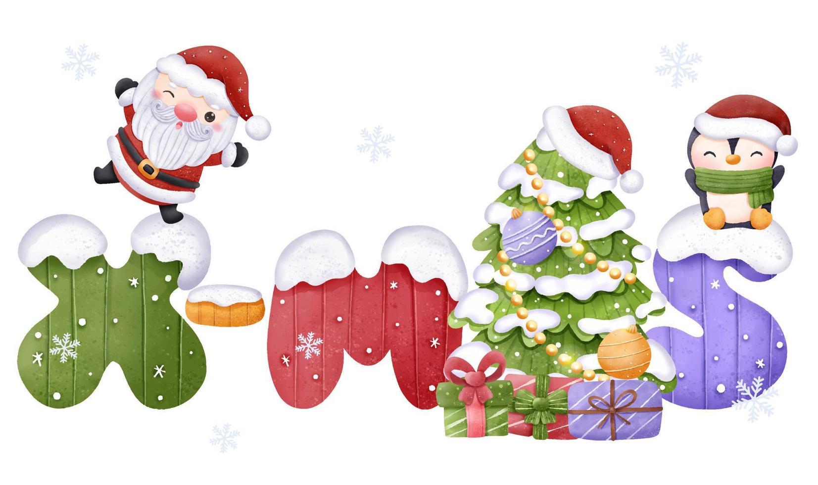 Christmas Illustration Santa and friends vector