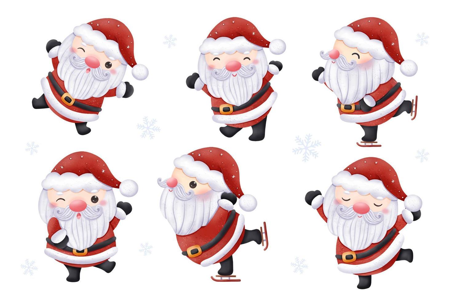 lindo conjunto de ilustración de santa claus vector