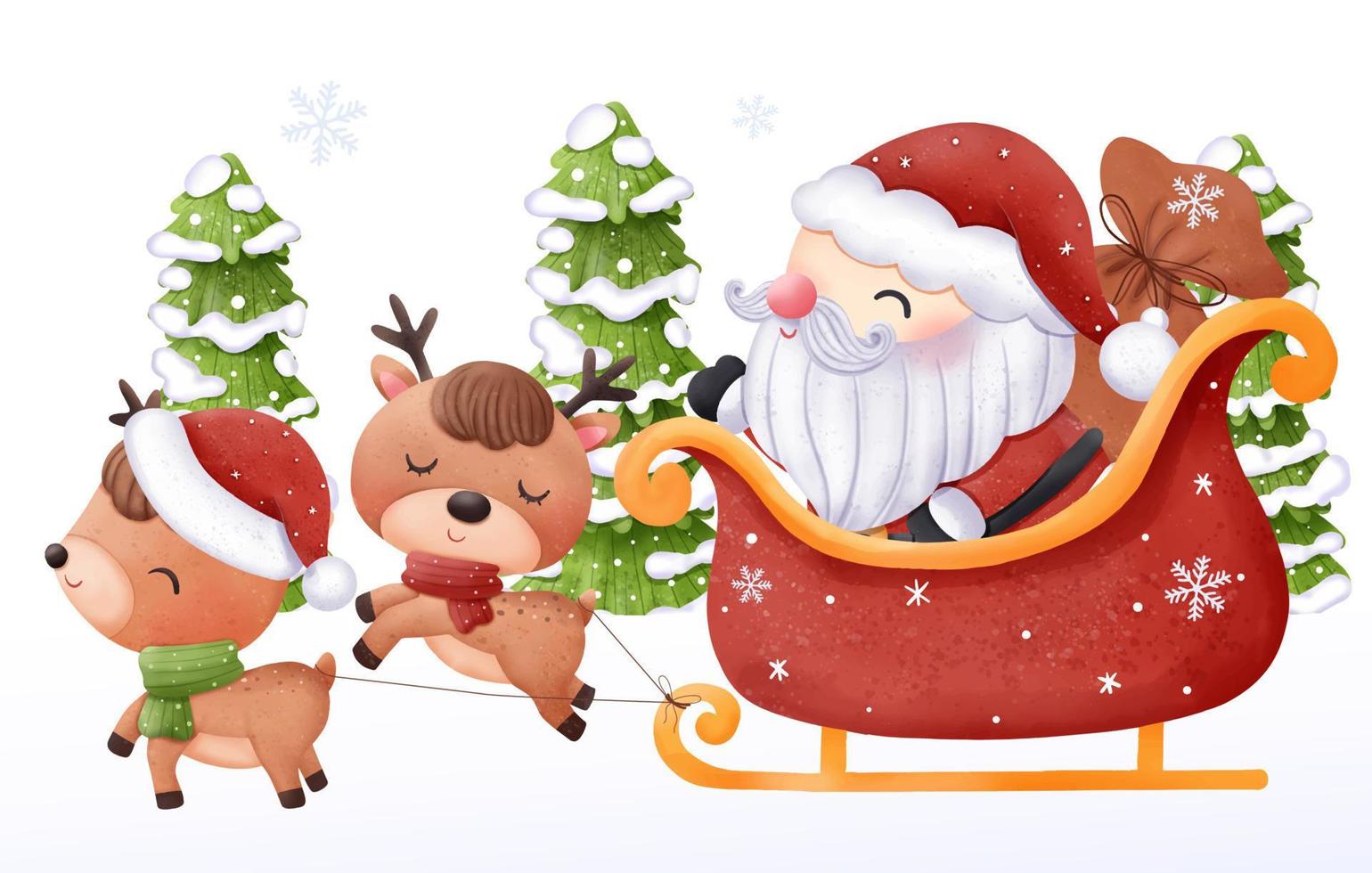 Christmas Illustration Santa and friends vector