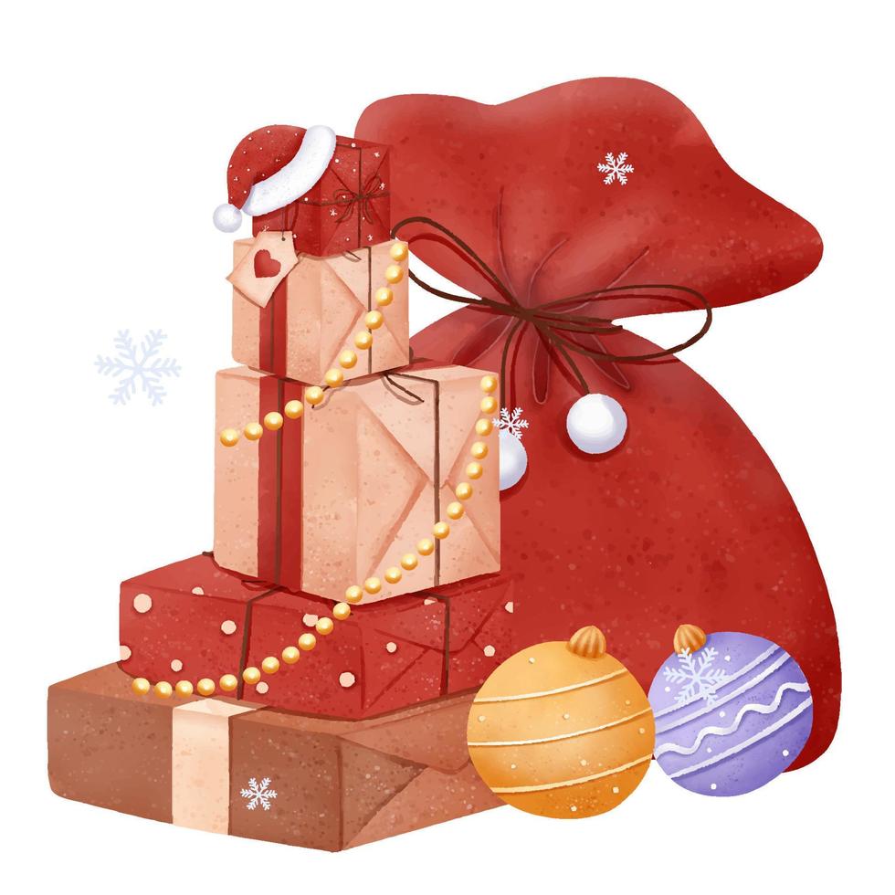 Christmas Illustration With Presents vector