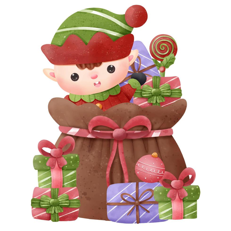 Christmas Series Cute Santa Little helper vector