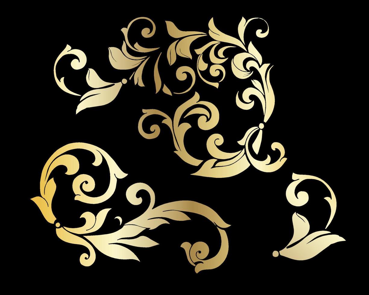 Vector damask vintage baroque scroll ornament swirl. Victorian monogram heraldic shield swirl. Retro floral leaf pattern border foliage antique  acanthus calligraphy engraved tattoo.Tile decor element