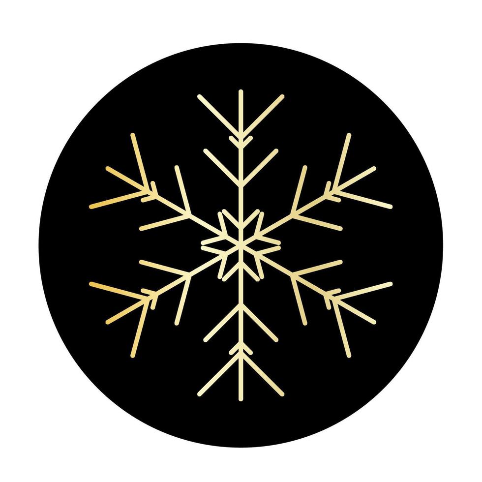 Vector golden snowflake at round background icon.  illustration for web