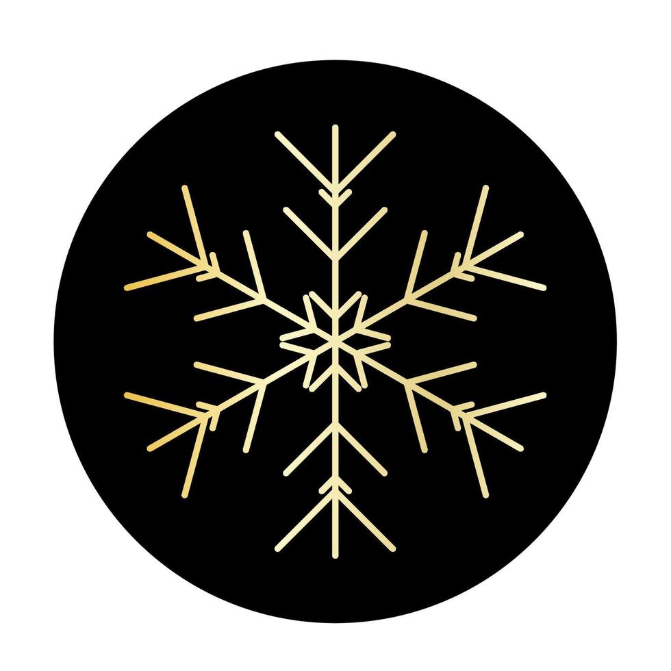 Vector golden snowflake at round background icon.  illustration for web