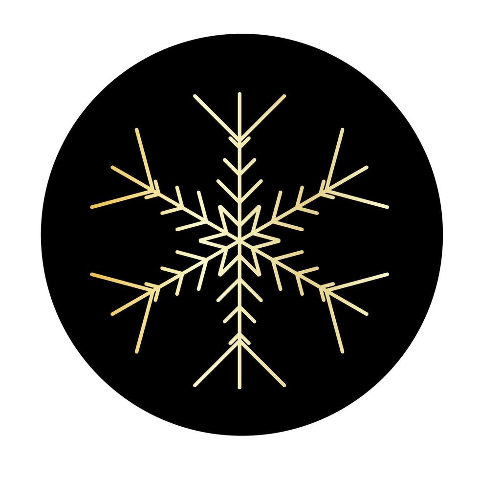 Vector golden snowflake at round background icon.  illustration for web