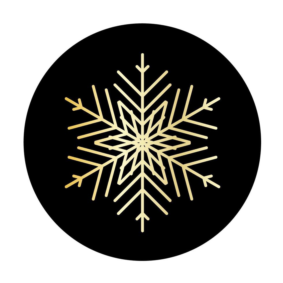 Vector golden snowflake at round background icon.  illustration for web