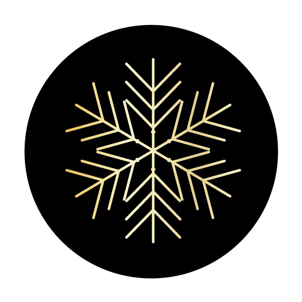Vector golden snowflake at round background icon.  illustration for web