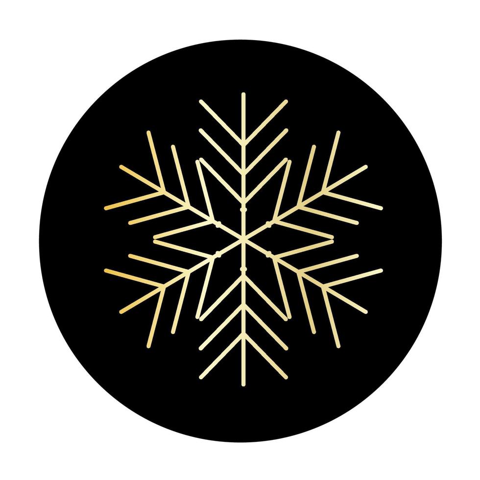 Vector golden snowflake at round background icon.  illustration for web