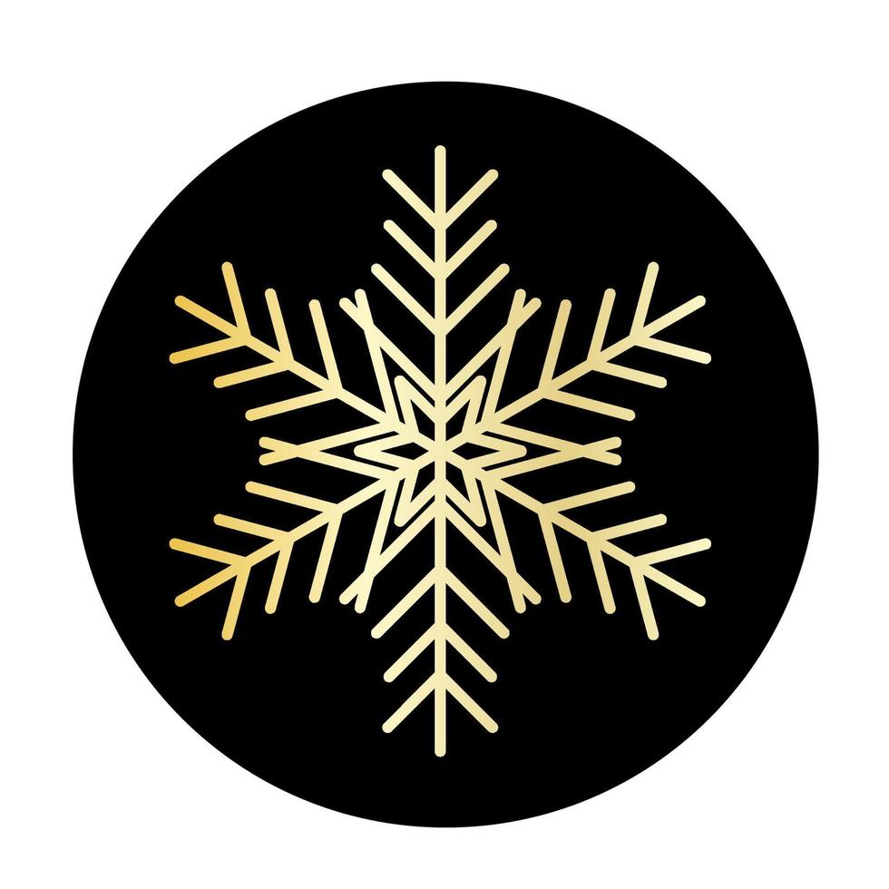 Vector golden snowflake at round background icon.  illustration for web