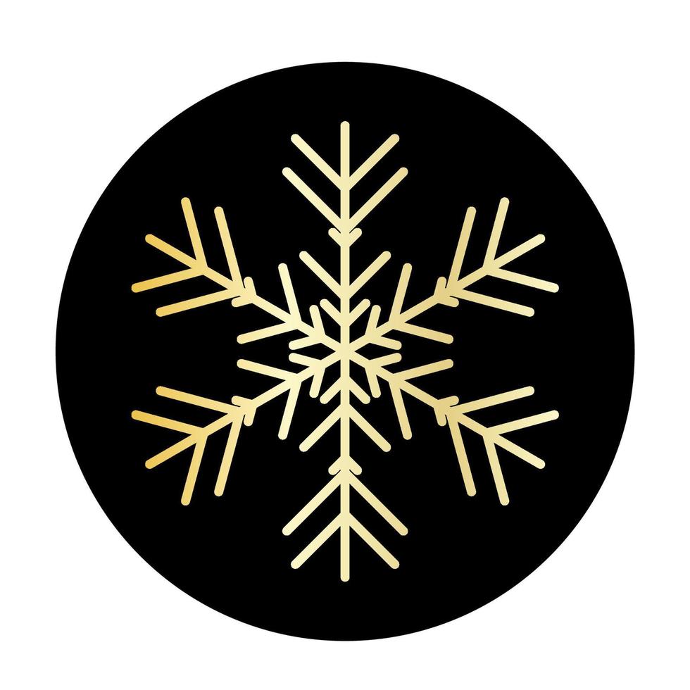 Vector golden snowflake at round background icon.  illustration for web