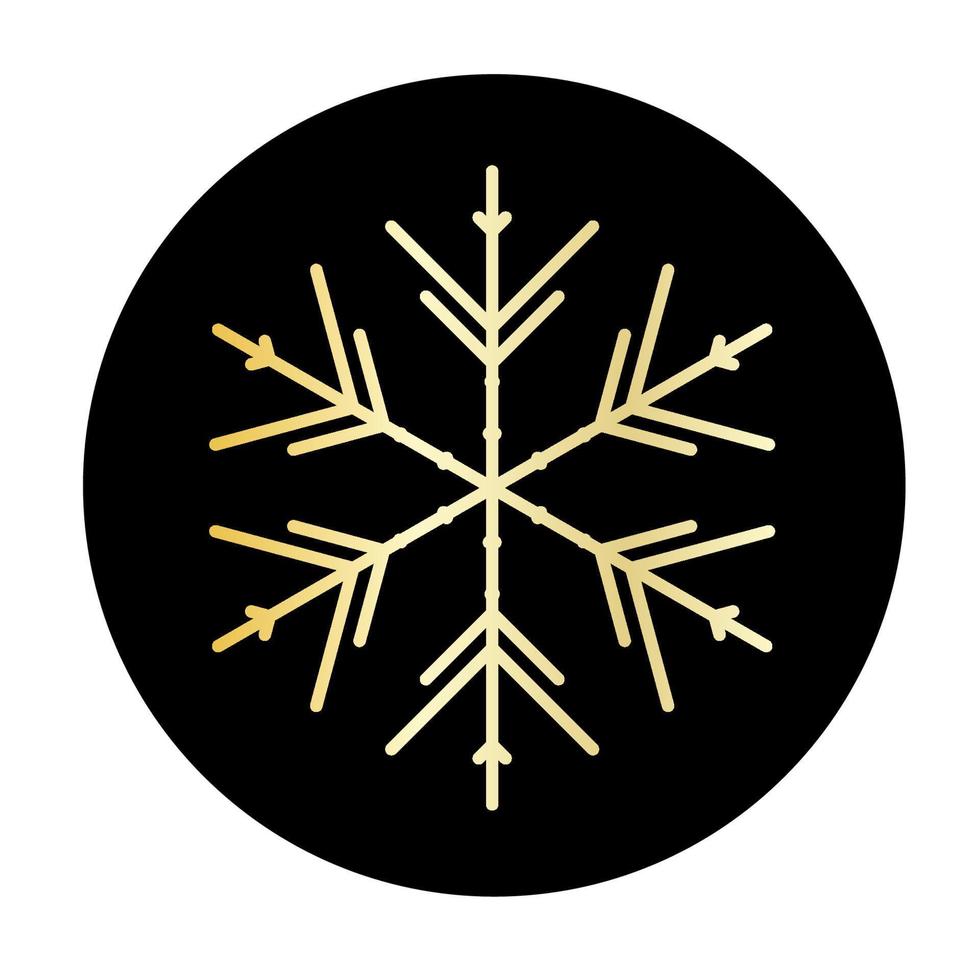 Vector golden snowflake at round background icon.  illustration for web