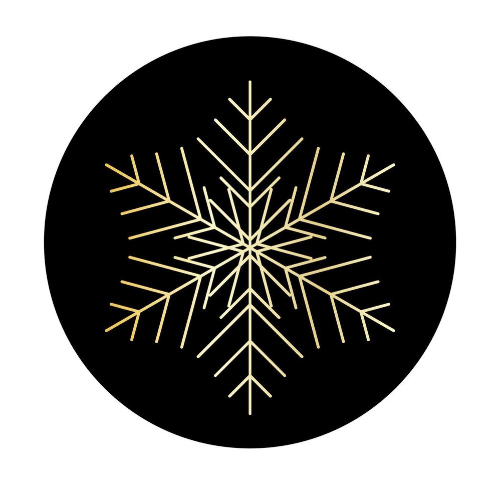 Vector golden snowflake at round background icon.  illustration for web