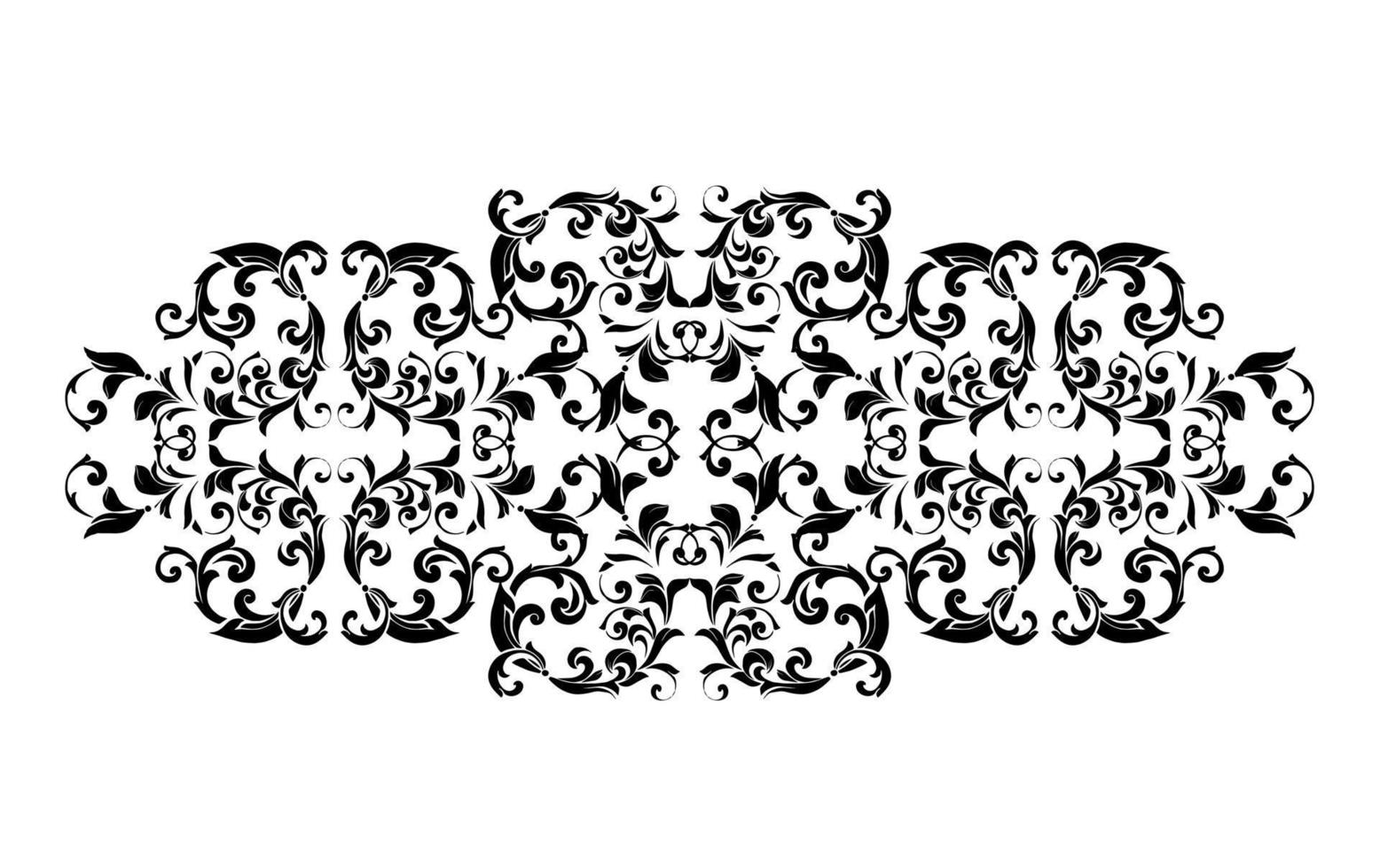 Remolino de ornamento de pergamino barroco vintage de damasco vectorial. remolino del escudo heráldico del monograma victoriano. retro floral hoja patrón borde follaje antiguo acanto caligrafía grabado tatuaje azulejo elemento de decoración vector