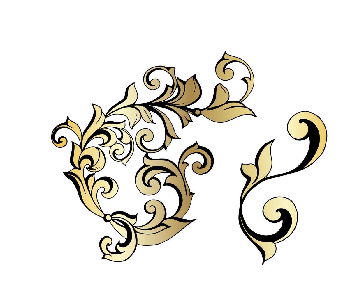 Vector damask vintage baroque scroll ornament swirl. Victorian monogram heraldic shield swirl. Retro floral leaf pattern border foliage antique  acanthus calligraphy engraved tattoo.Tile decor element