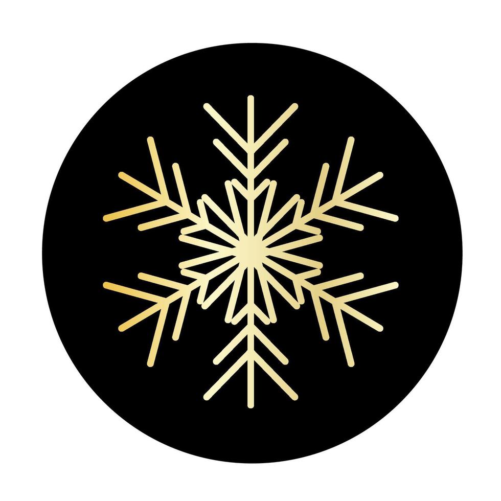 Vector golden snowflake at round background icon.  illustration for web