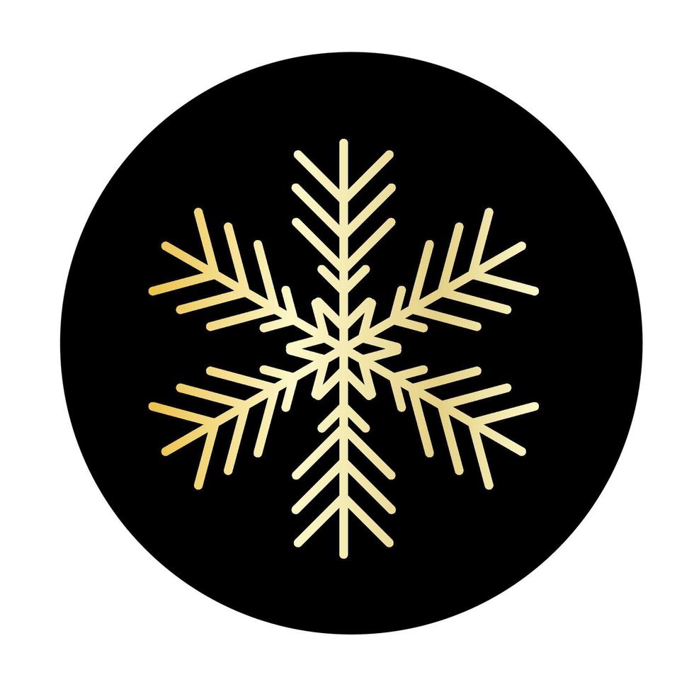 Vector golden snowflake at round background icon.  illustration for web