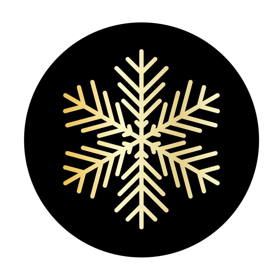 Vector golden snowflake at round background icon.  illustration for web