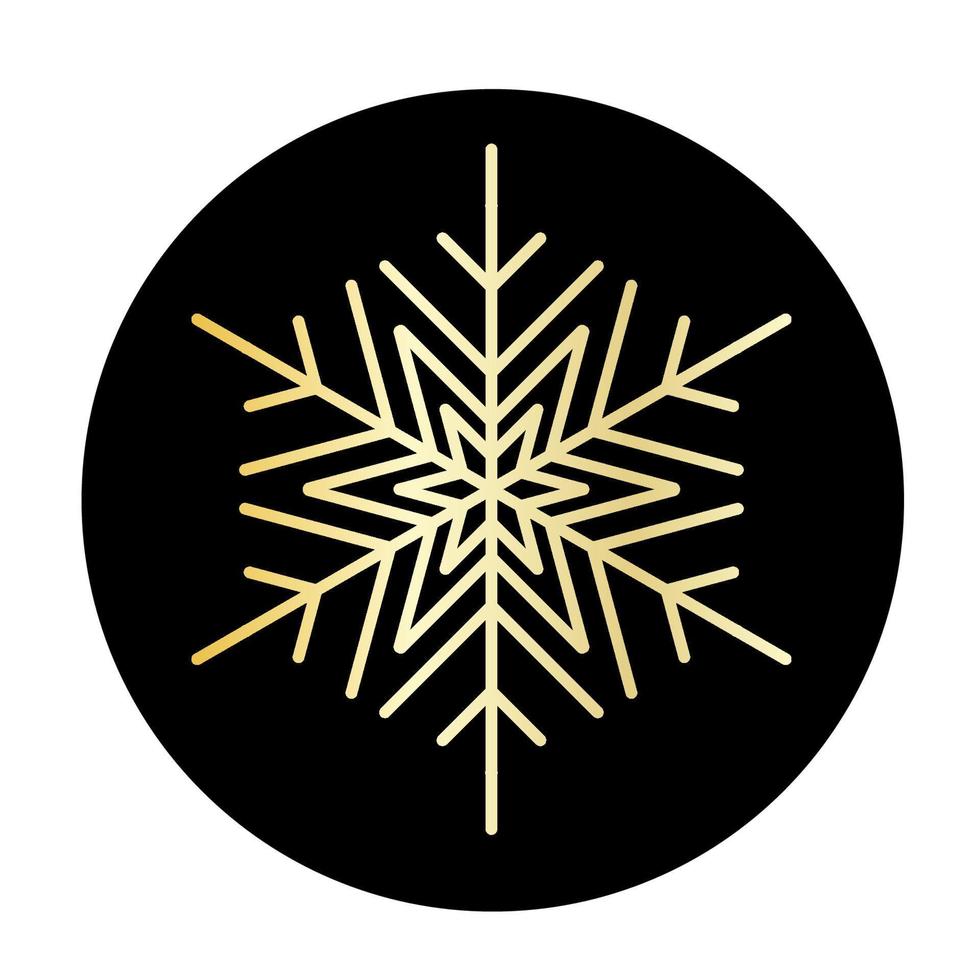 Vector golden snowflake at round background icon.  illustration for web