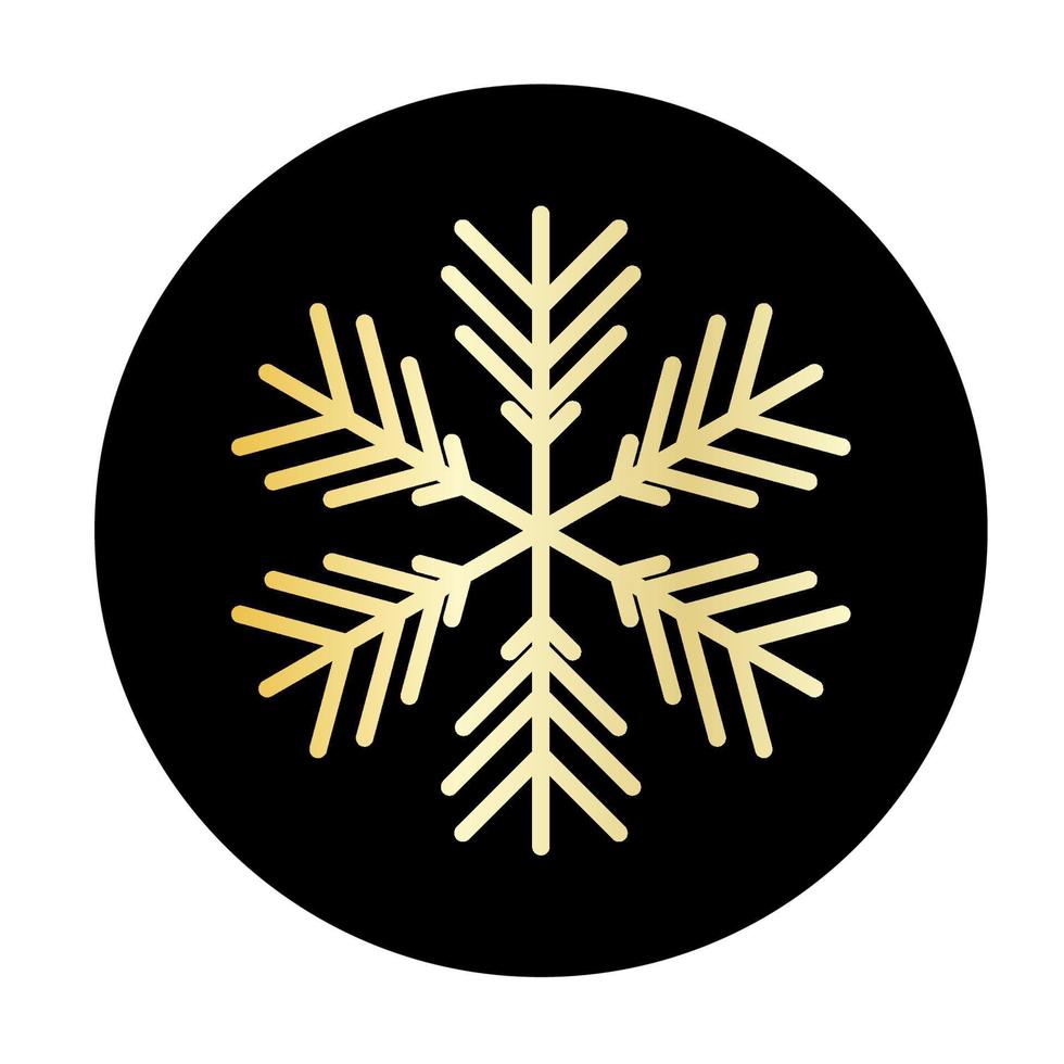 Vector golden snowflake at round background icon.  illustration for web