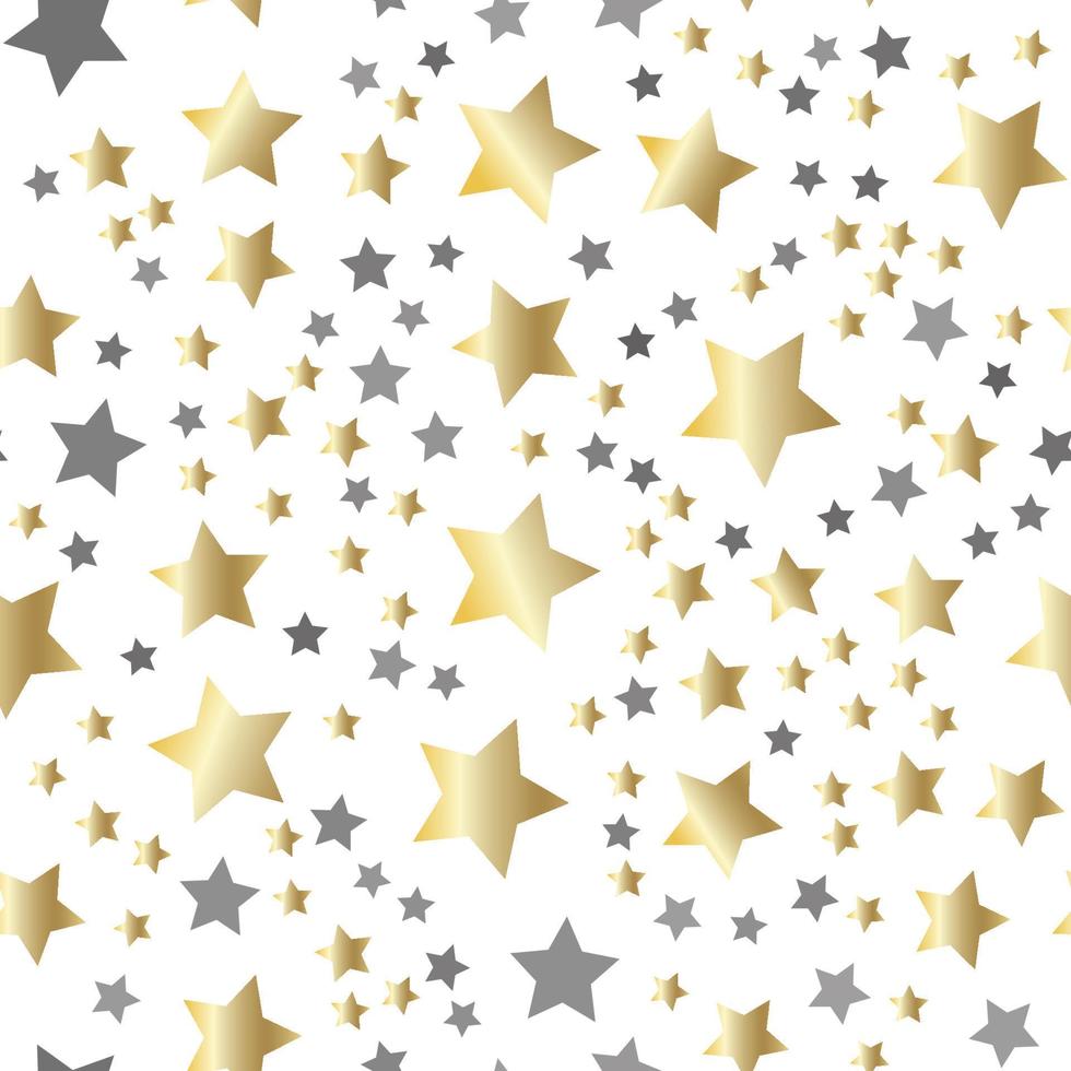 Golden stars background. Night sky seamless pattern vector