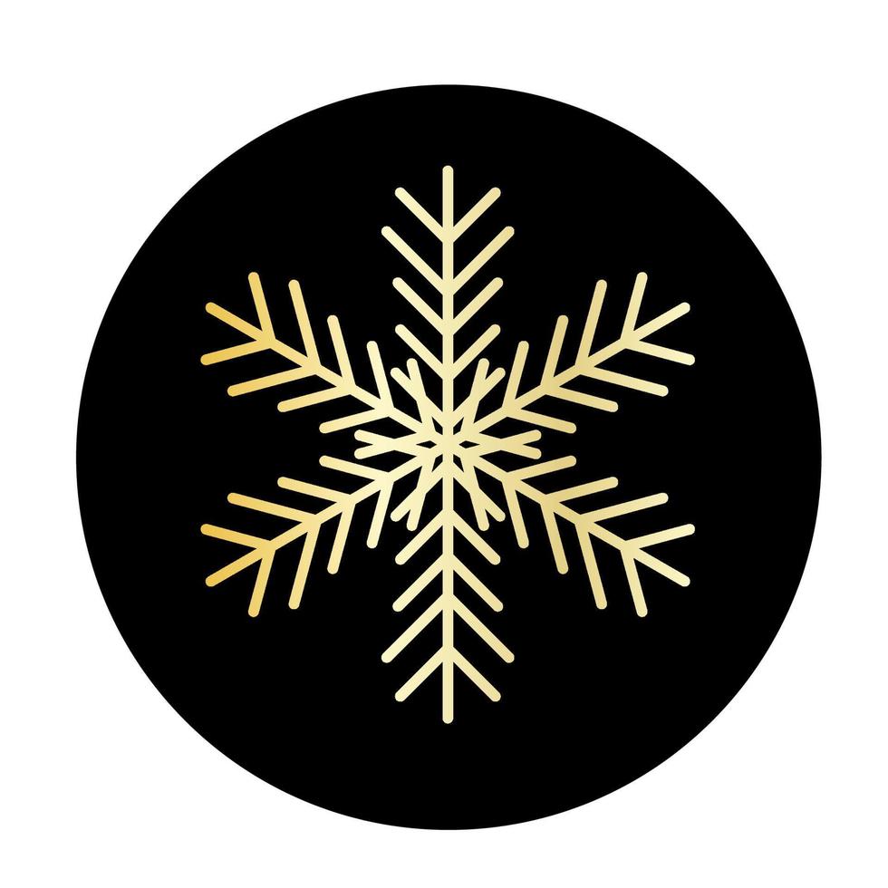 Vector golden snowflake at round background icon.  illustration for web