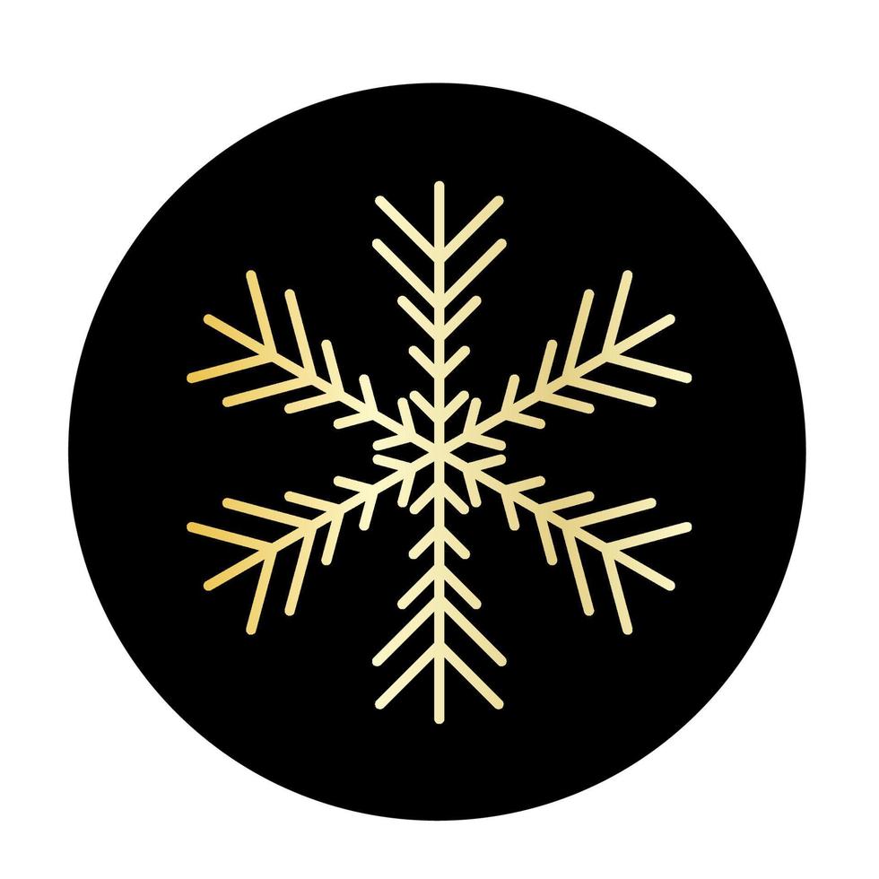 Vector golden snowflake at round background icon.  illustration for web