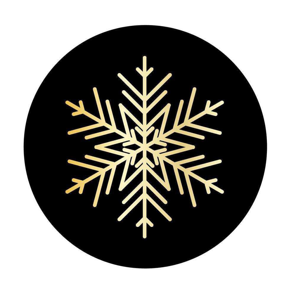 Vector golden snowflake at round background icon.  illustration for web