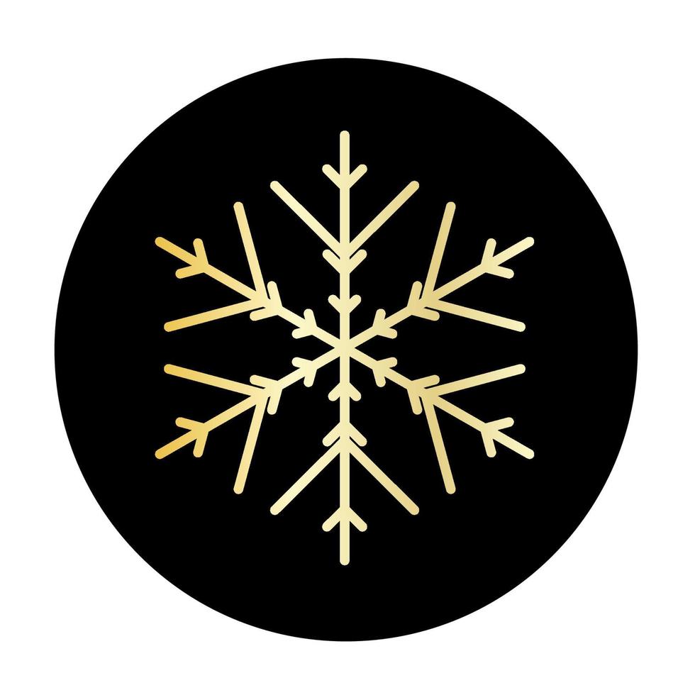 Vector golden snowflake at round background icon.  illustration for web