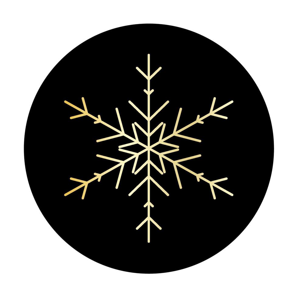 Vector golden snowflake at round background icon.  illustration for web
