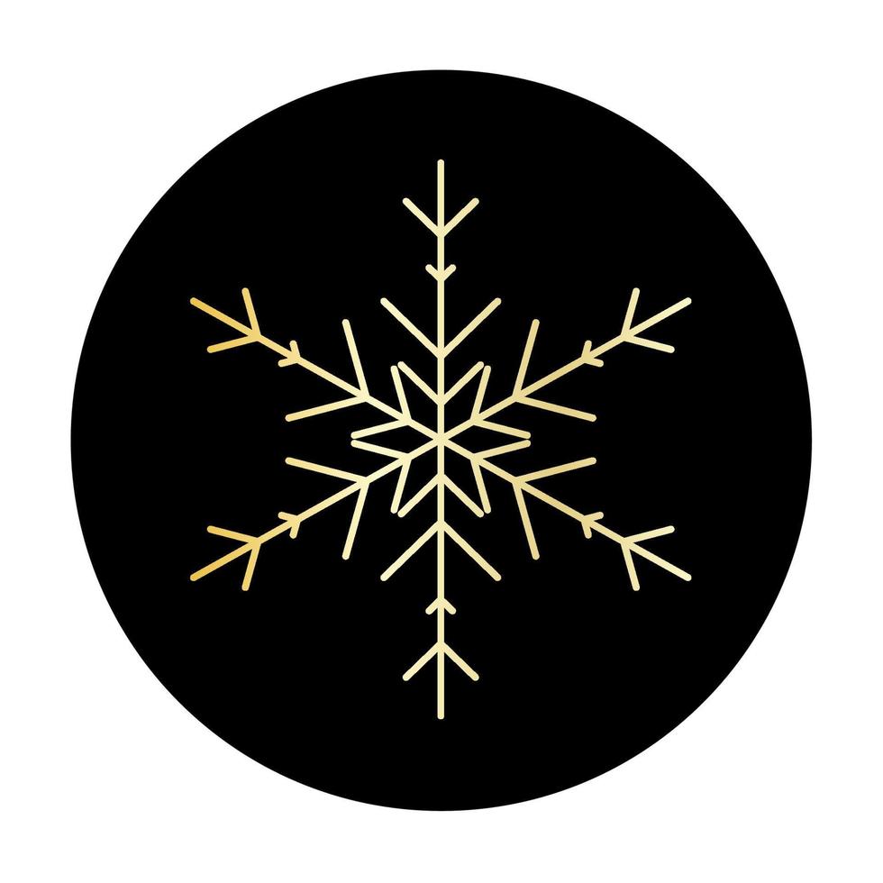 Vector golden snowflake at round background icon.  illustration for web