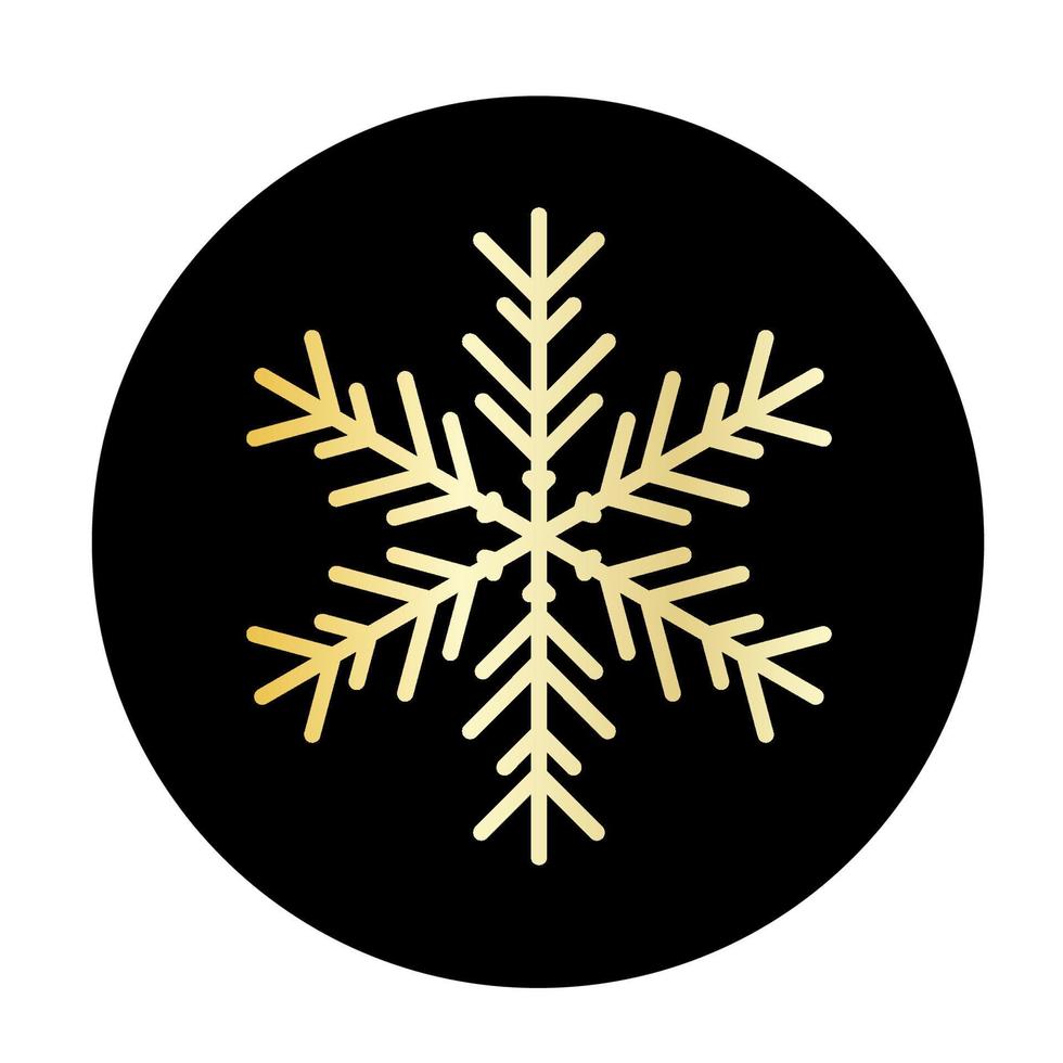 Vector golden snowflake at round background icon.  illustration for web