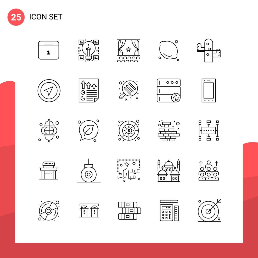 Pack of 25 Universal Outline Icons for Print Media on White Background Creative Black Icon vector background