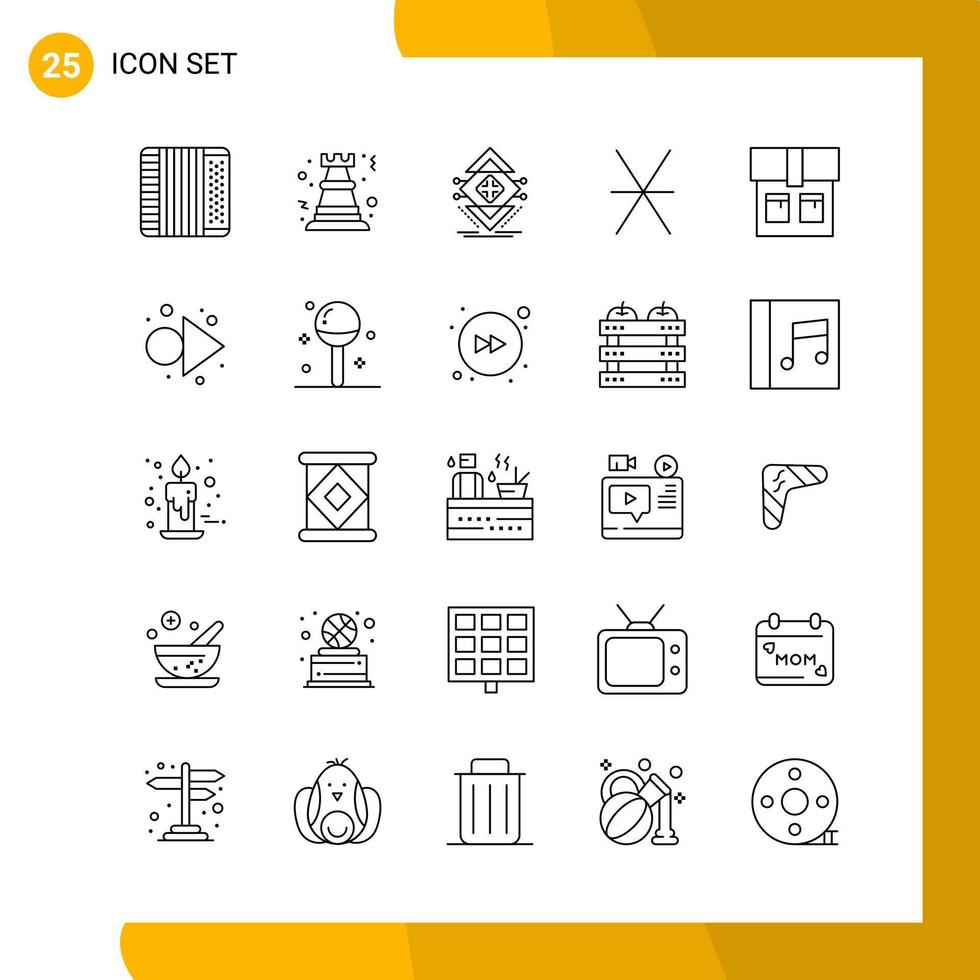 25 Icon Set Line Style Icon Pack Outline Symbols isolated on White Backgound for Responsive Website Designing Creative Black Icon vector background