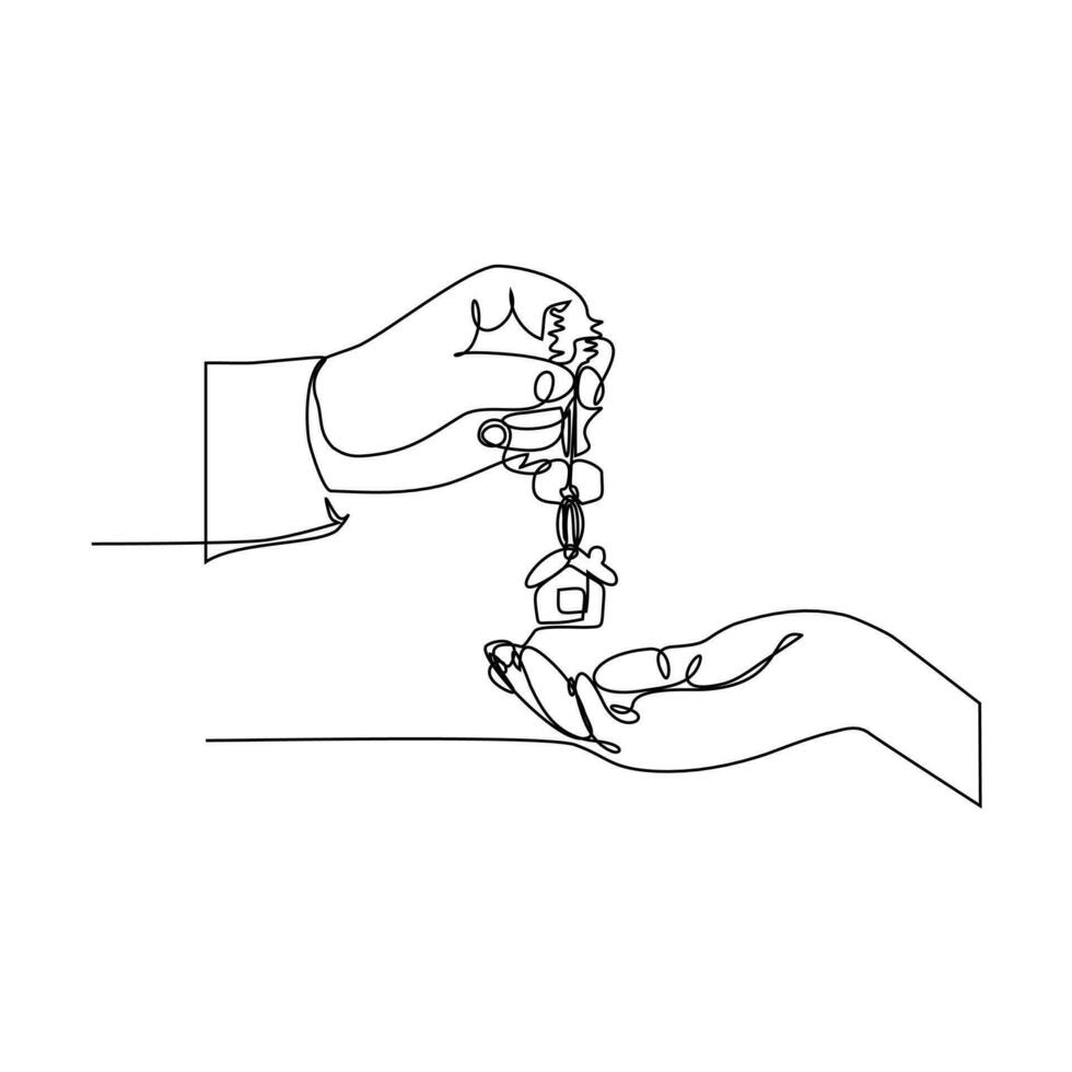 line continues hand hold house key vector