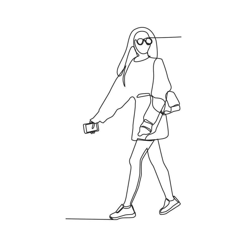 continuous line of beautiful women posing vector