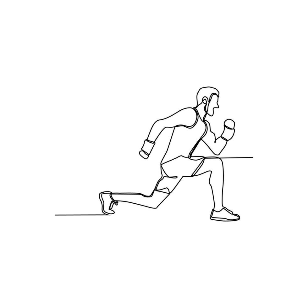 continuous line of men doing sports vector