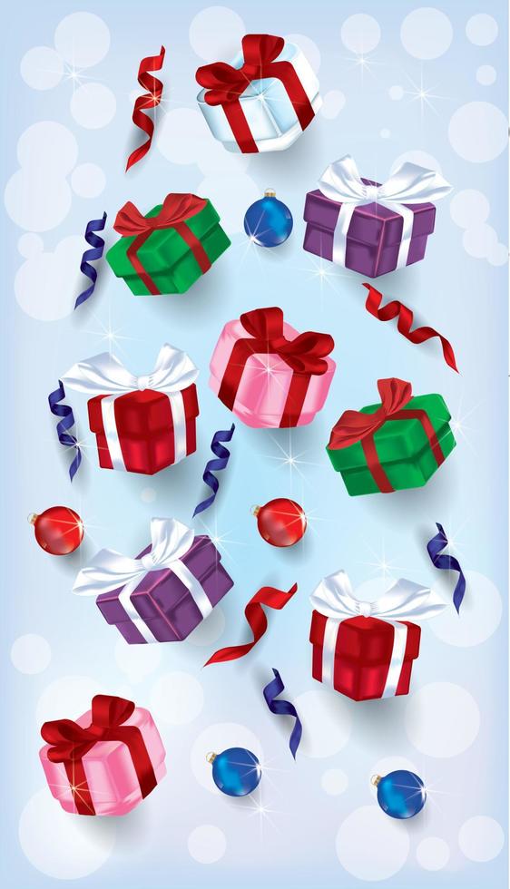 regalos y adornos navideños multicolores vector