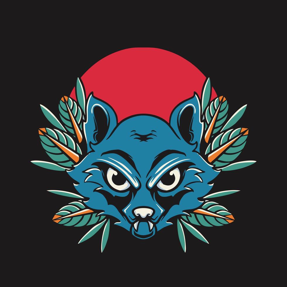 Vector raccoon Head Retro Illustration