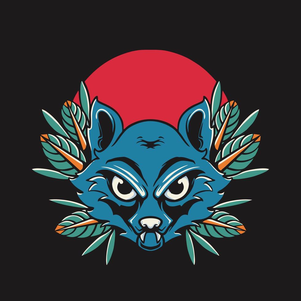 Vector raccoon Head Retro Illustration