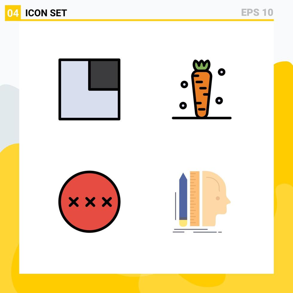 4 iconos creativos signos y símbolos modernos de protección ampliada zanahoria verduras seguridad elementos de diseño vectorial editables vector