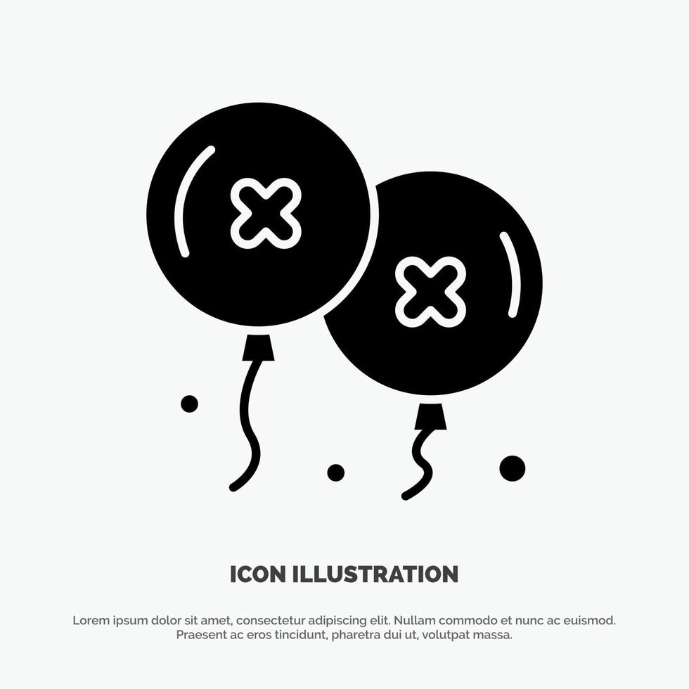 Balloons Birthday Birthday Party Celebration solid Glyph Icon vector