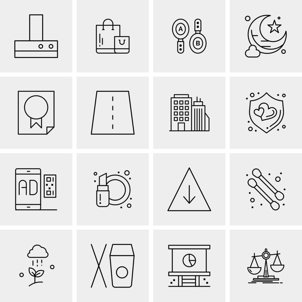 16 iconos de negocios universales vector ilustración de icono creativo para usar en proyectos relacionados con la web y dispositivos móviles