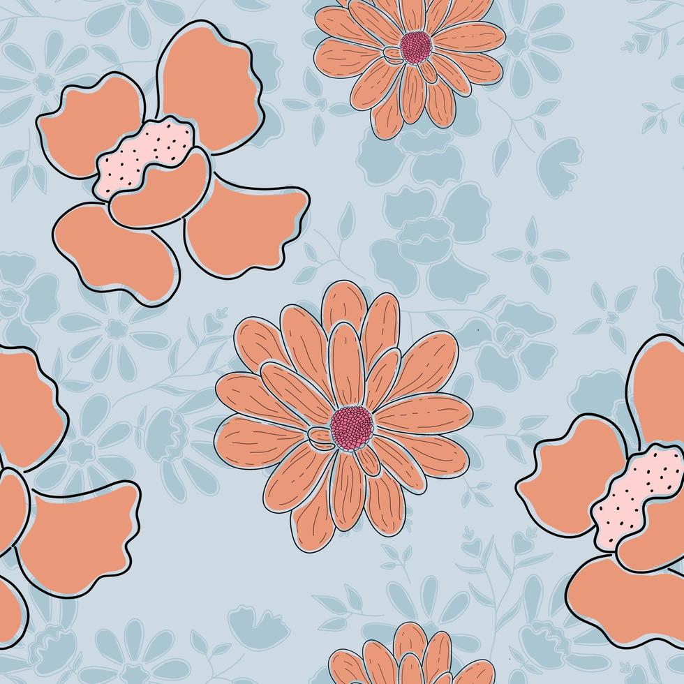 Vintage flower ditsy seamless pattern. Perfect for fabric, scrapbooking, wallpaper, giftwrap, interior design, etc. Surface pattern design. vector