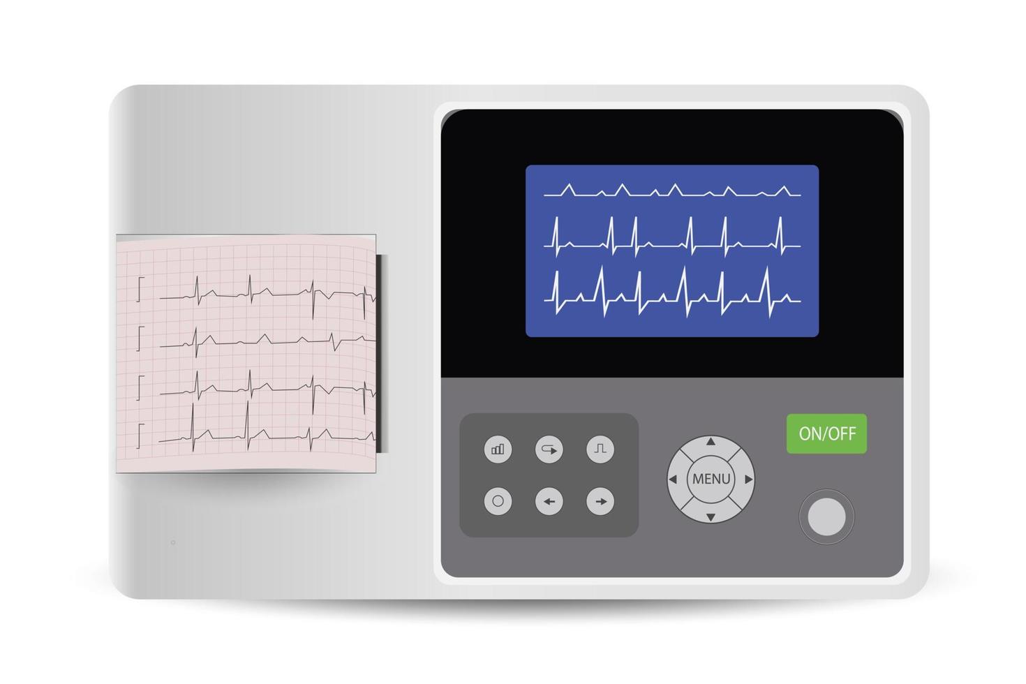 monitorización electrocardiográfica del paciente - dispositivo médico aislado en blanco vector