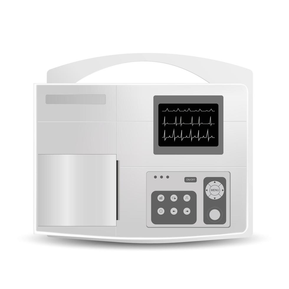 Electrocardiographic patient monitoring - medical device isolated on white vector