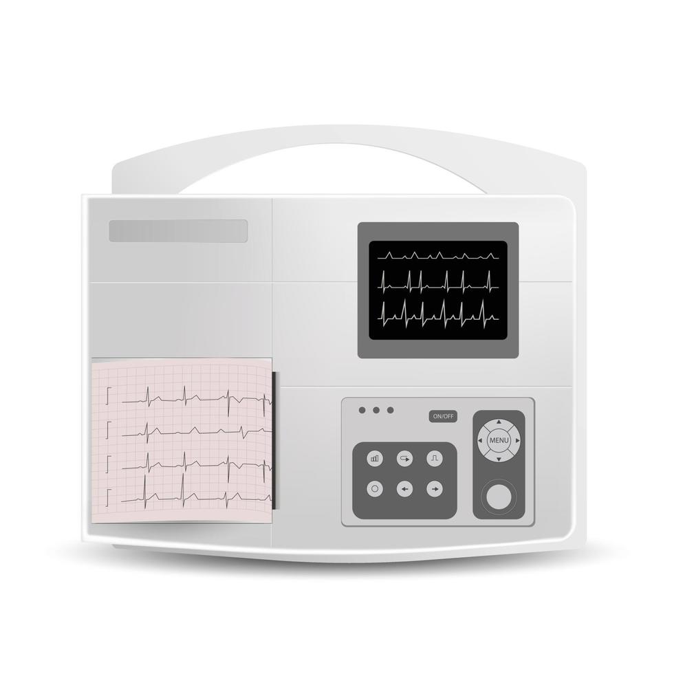 monitorización electrocardiográfica del paciente - dispositivo médico aislado en blanco vector