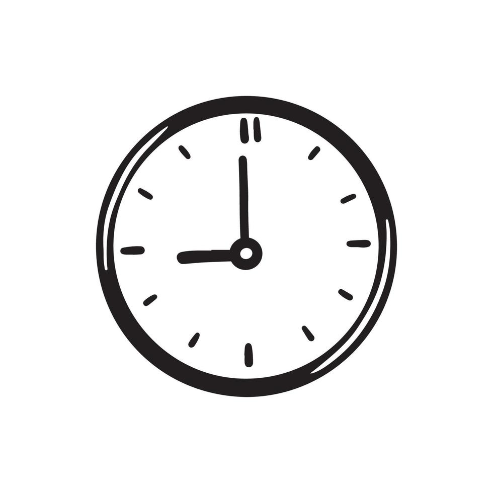 Hand drawn clock of balck color vector