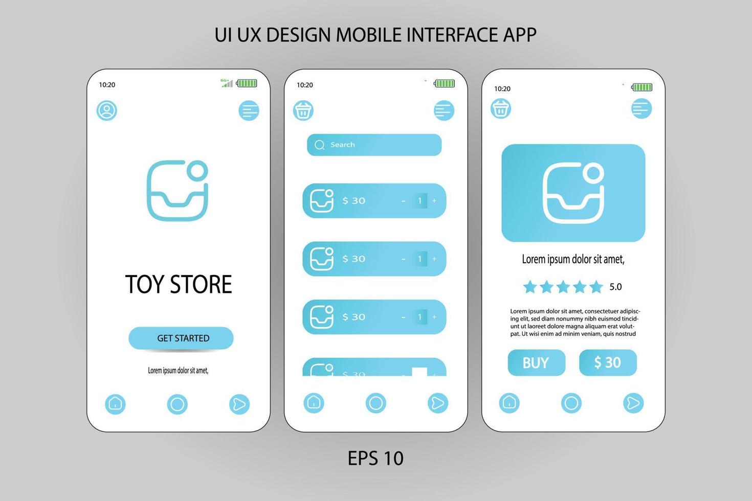 aplicación de interfaz móvil de diseño ui ux para tienda en línea vector