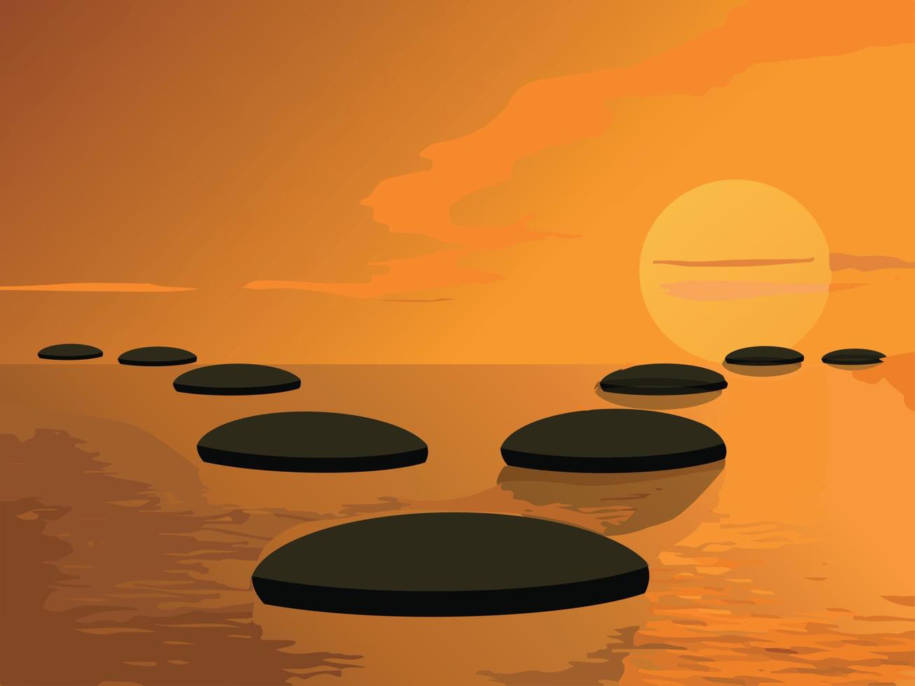 Sunset in water Illustrator Artwork vector