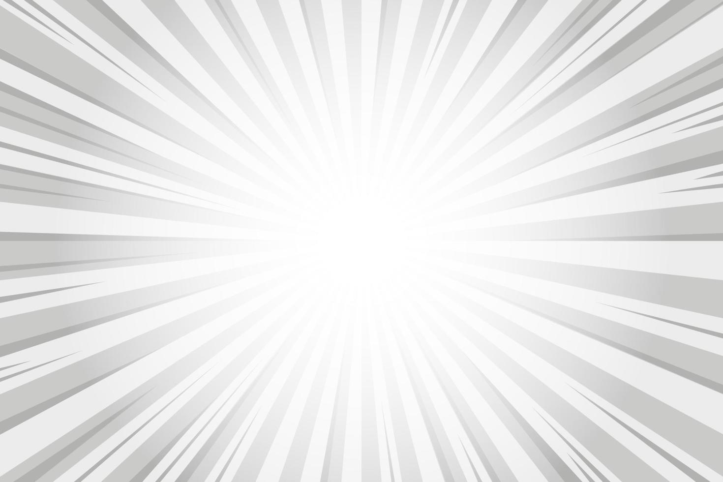 fondo de rayos de sol. patrón cómico abstracto radial blanco y gris. Fondo de líneas abstractas de explosión de vector